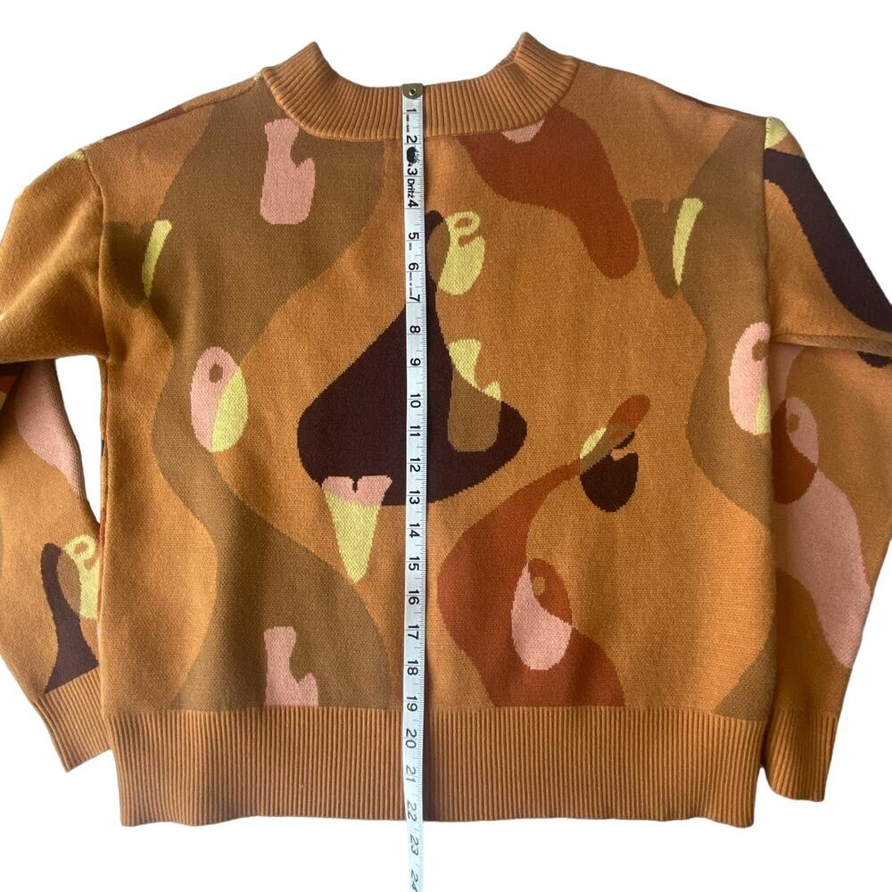 Never Fully Dressed Artist Sweater Jacquard Bold Print Beige Brown Size 6 - Picture 9 of 9